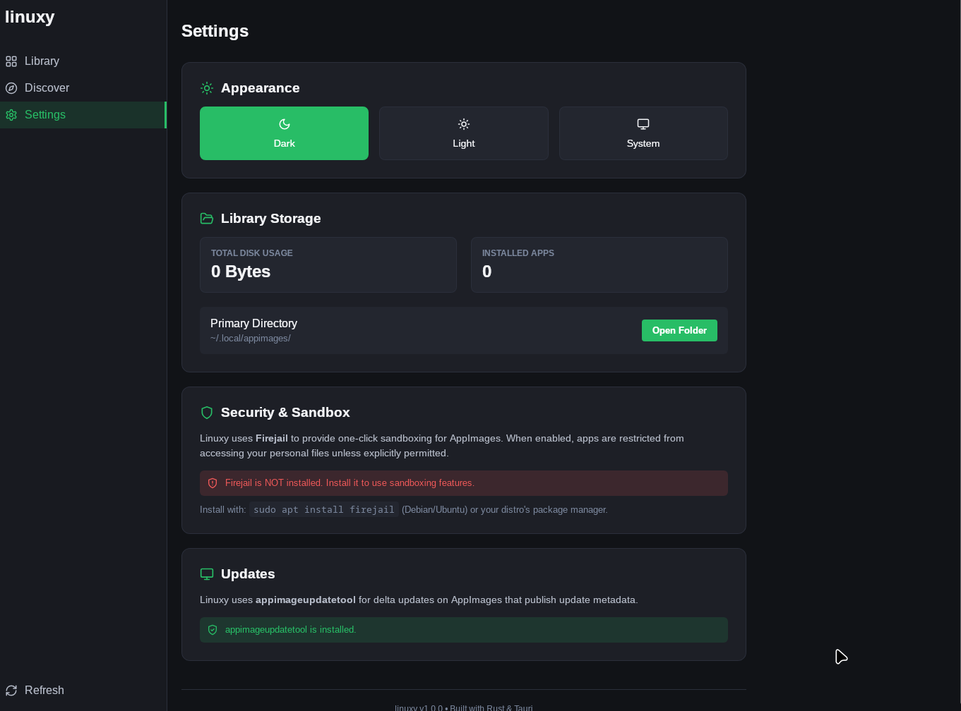 Linuxy Settings Panel